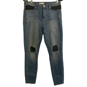 Good American Dark Blue Skinny Jeans with Knee Patch Details